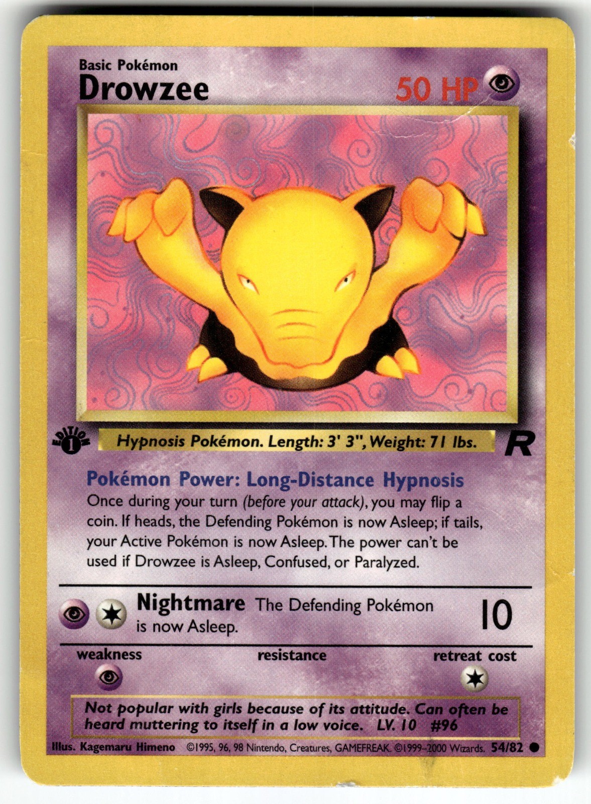 Drowzee 54/82 Team Rocket HP Pokemon Card TCG