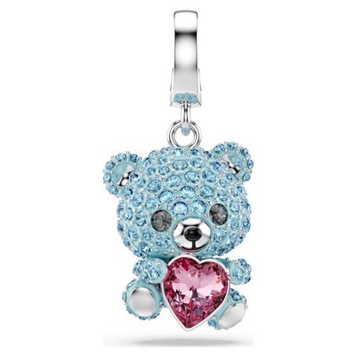 SWAROVSKI CRYSTAL IDYLLIA TEDDY BEAR CHARM BLUE 5750253.NEW IN BOX
