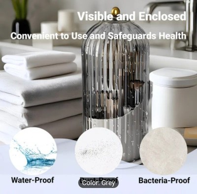 360° Rotating Makeup Brush Holder Organizer, Waterproof  Dustproof Grey
