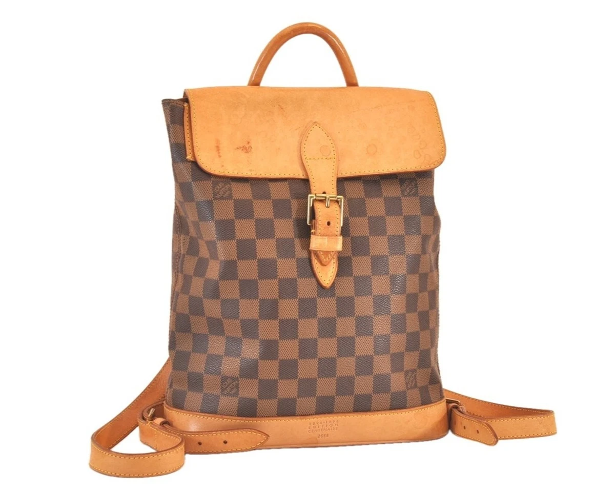 LOUIS VUITTON Authentic Brown Damier Canvas Backpack Authentic Louis Vuitton Damier Ebene Canvas/ Cream Leather  main image 4