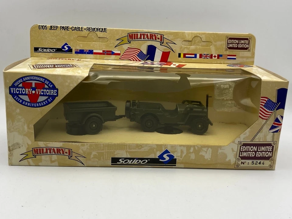 Solido Jeep Militare USA WWII + Rimorchio Ref 6105 Veicolo Esercito USA - Immagine 2 di 4