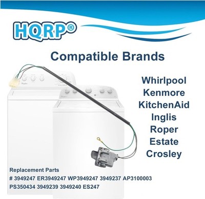 HQRP Lid Switch Replacement For Whirlpool 2-8 Series Washers (Fits Model 3949247)