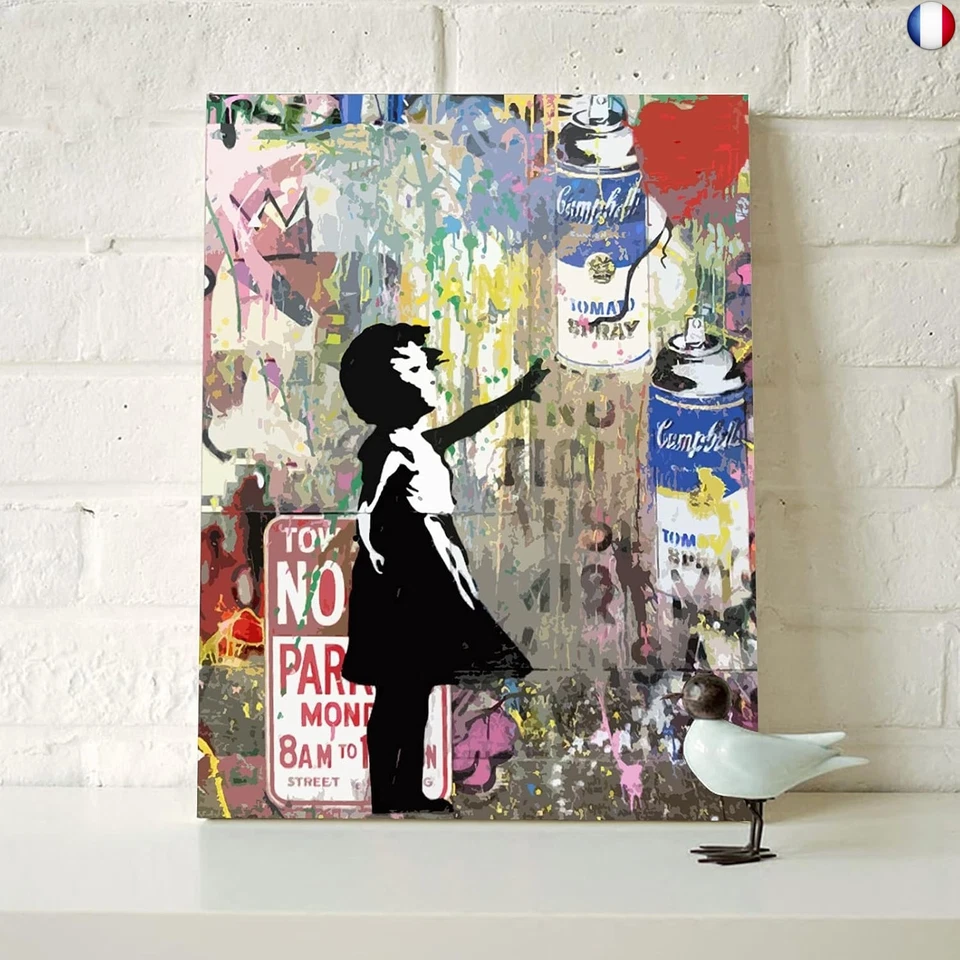 Banksy Street Art Kit de peinture à l'huile par numéro sur toile Banksy P - Photo 2/4