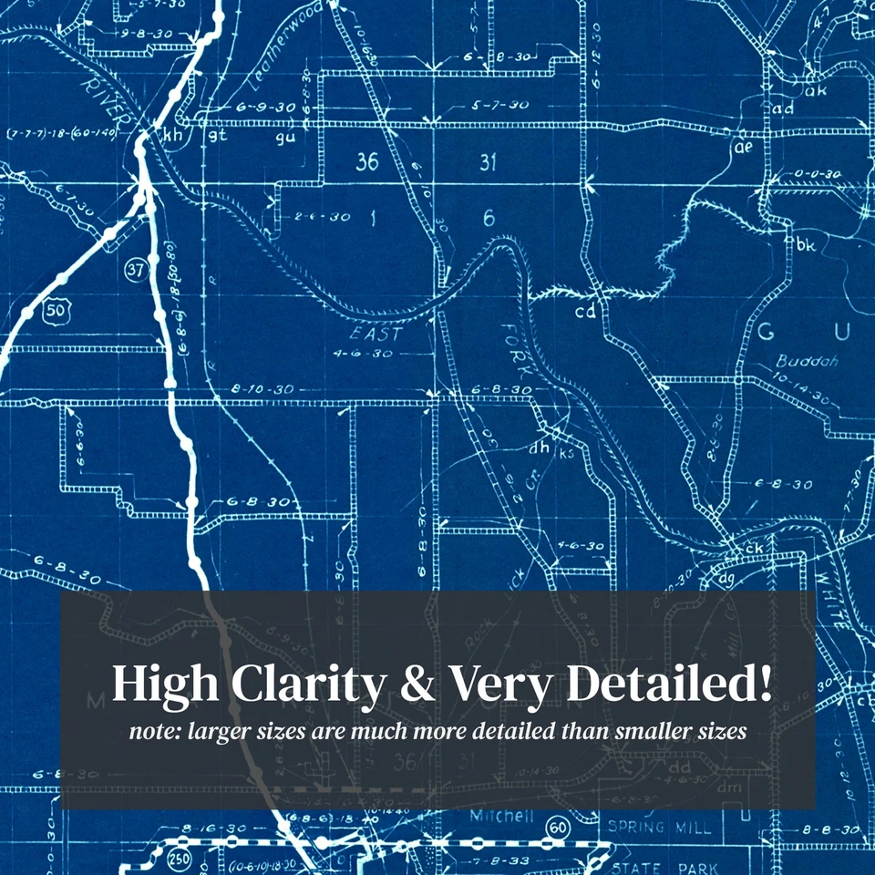 Old Map of Lawrence County, IN 1936 - Vintage Indiana Art - Image 2 of 4