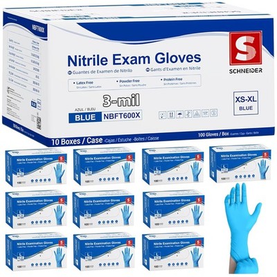Powder-Free Nitrile Exam Gloves | Food Safe, Blue, 1000 Pack