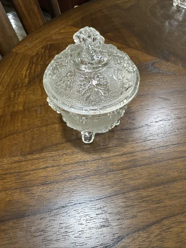Vintage Jeanette Footed Candy Dish w/ Grape and Leaf Pattern