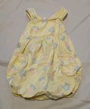 Vintage Carter's Pastel Yellow Floral Girl's Romper Overalls 3T 100 Cotton READ