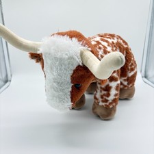 Build A Bear Plush Texas Longhorn Cow Brown  White Spotted Bull Plush Toy 16"