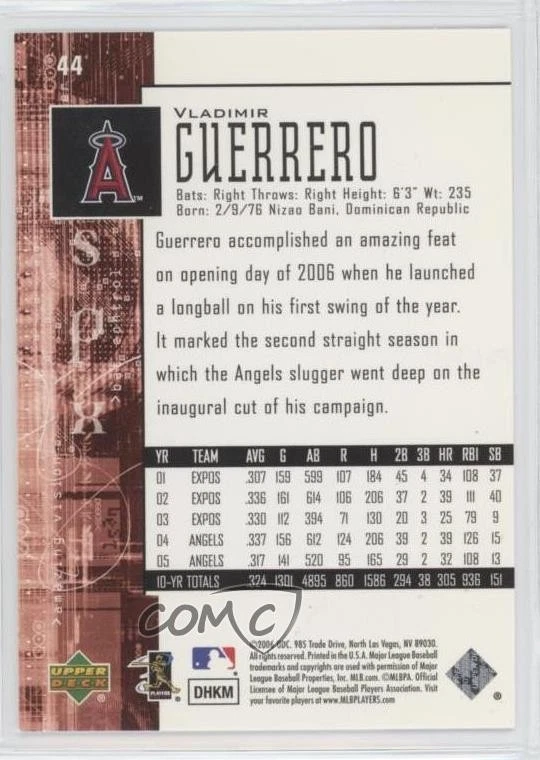 2006 SPx Vladimir Guerrero #44 HOF - Image 2 of 2