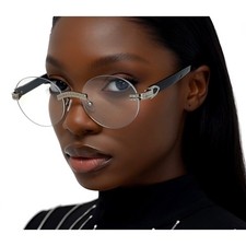 Trendy Retro Classy 80's 90's Rimless Sunglasses Silver Frame Clear Lens Women