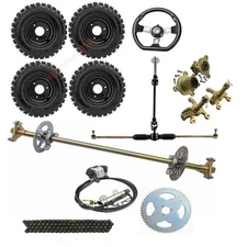 29" Rear Axle kit Front Steering Hub 6" Wheels DIY Go kart Quad ATV Mini Bike