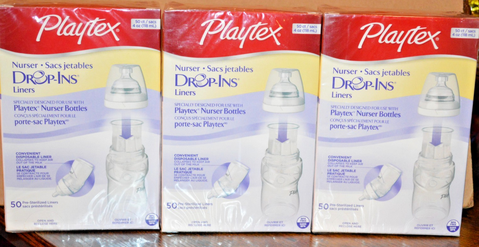 Playtex Baby Drop-Ins Liners Pack of 50 4 Oz Nurser Bottle I