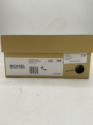 Michael Kors Women Selina Burnished Leather Sandal Brown Size 7 (A156)