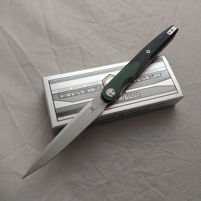 Bestechman Lanza Linerlock Black & Green G10 Folding 14C28N Pocket Knife MK14C
