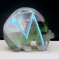Zuni Fetish-Native American-Green Fluorite MEDICINE BEAR-Kenric Laiwakete