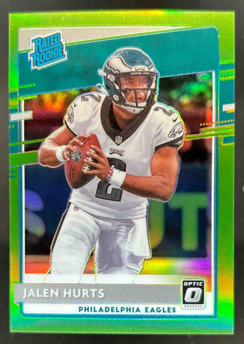2020 Donruss Optic Jalen Hurts Lime Green Prizm RC #/35 Eagles