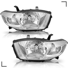 For 2008 2009 2010 Toyota Highlander Chrome Housing Clear Corner Headlights Pair