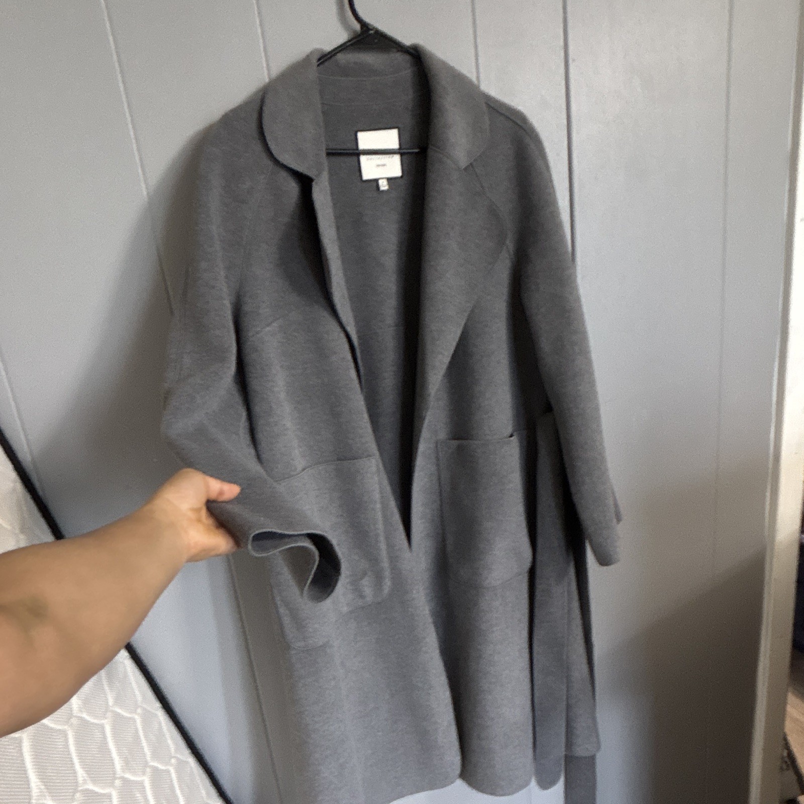 Bagatelle Collection Women's Gray Belted Mid-Length Overcoat Coat Size M