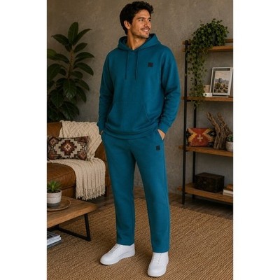 Reebok Jogger Pants Mens M Teal Green Performance Drawstring Zip Pocket