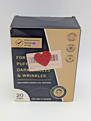 Gold Collagen Under Eye Patches Mask Dark Circles Puffiness Wrinkles 20 Pair NIB