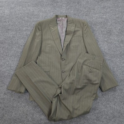 Daryl James Suit Mens 40 32x31 Green Pinstripe 2 Piece Bespoke Custom NFL Player