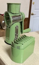 Rotary Hand Turn Grater With 8 Cutting Blades Counter Suction NWOB