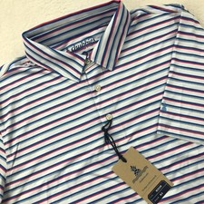 Chubbies Polo Shirt Mens M 4th of Ju-Line Striped Performance Stretch Preppy NEW