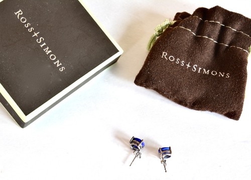 Sapphire Round Sterling Stud Earrings by Ross + Simons w Original Box and Pouch - Picture 14 of 14