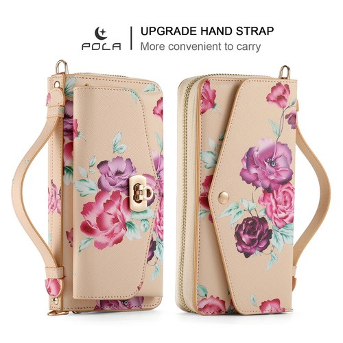 Printed Flower Lady Crossbody Handbag Wallet Magnetic Cover For iPhone 131415 16 - Picture 3 of 84