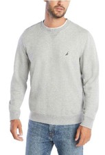 Nautica Men's Fleece Long Sleeve Crew Neck Sweatshirt Grey Heather
