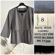 100 Wool J.Crew Peplum Blazer Grey 8