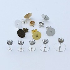 100x 4/5/6/8/10mm Blank Post Earring Studs Base Pins with Earring Plugs Ear Back