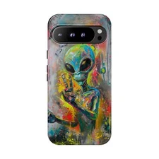 Alien Peace Oil Art Phone Case for Google Pixel 10 Pro XL 9a 9 8 7 6