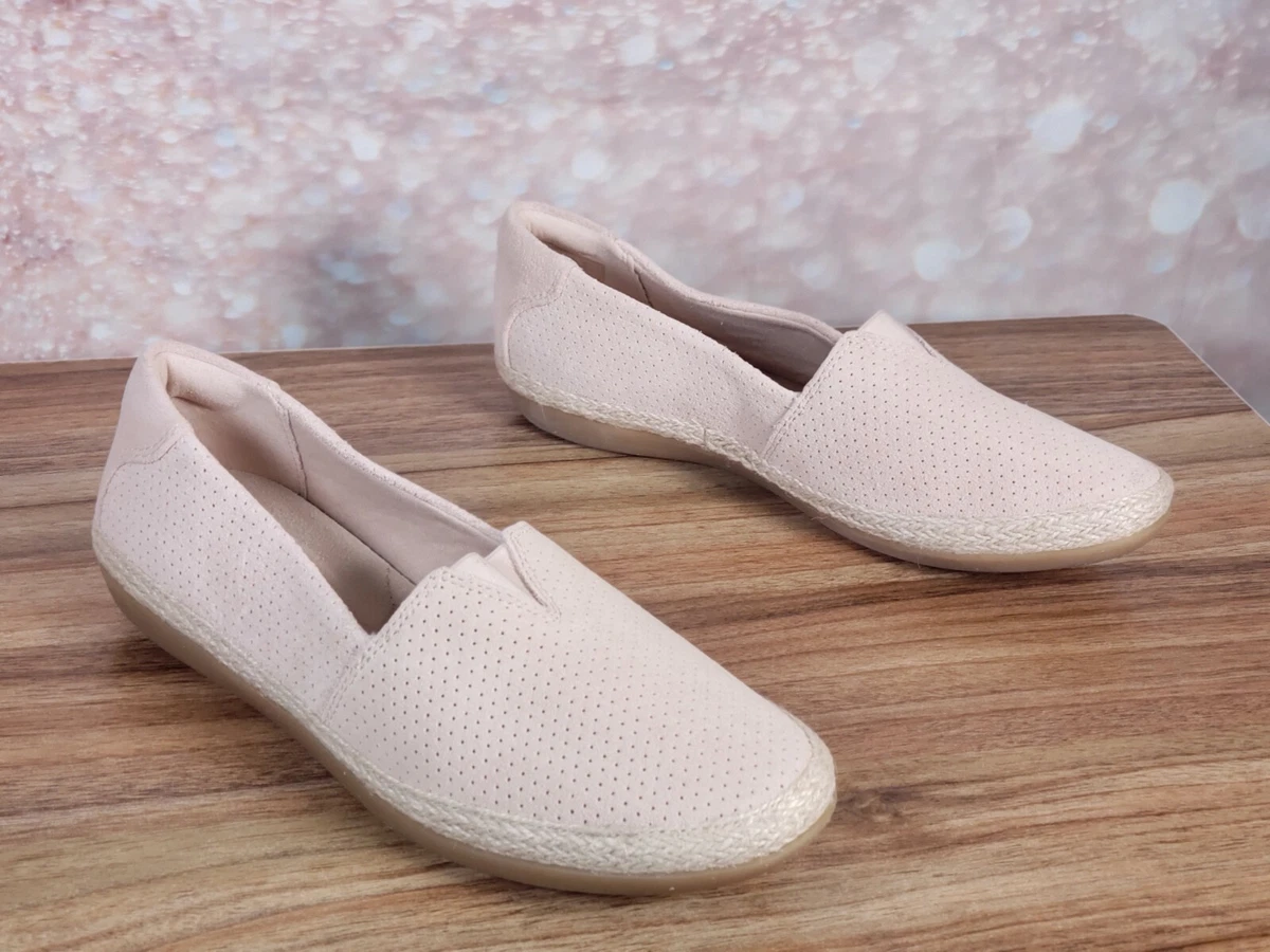 Clarks Collection Espadrille Slip On Flat Shoes Danelly Sky Blush Suede