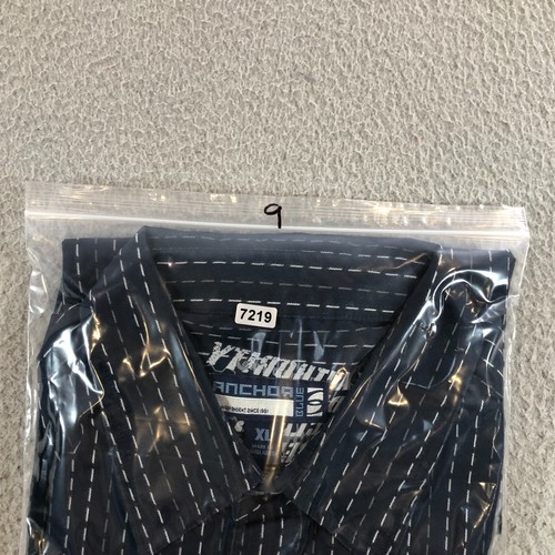 VTG Anchor Blue Pin Stripes Y2K Men Size XL Blue Casual long sleeve button up - Picture 17 of 17