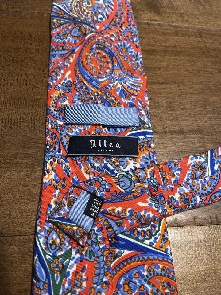 Corbata Altea Hecha en Italia Seda Pastel Cachemira Estilo Acuarela Diseñador Para Hombre Foto 3 de 3