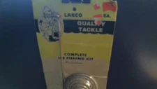 VINTAGE LAKCO COMPLETE ICE FISHING KIT - ROD JIG BELL HOLDER LINE BOBBER - #2