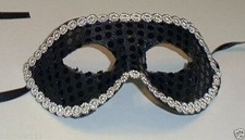 Black Sequin Mardi Gras Masquerade Party Value Mask
