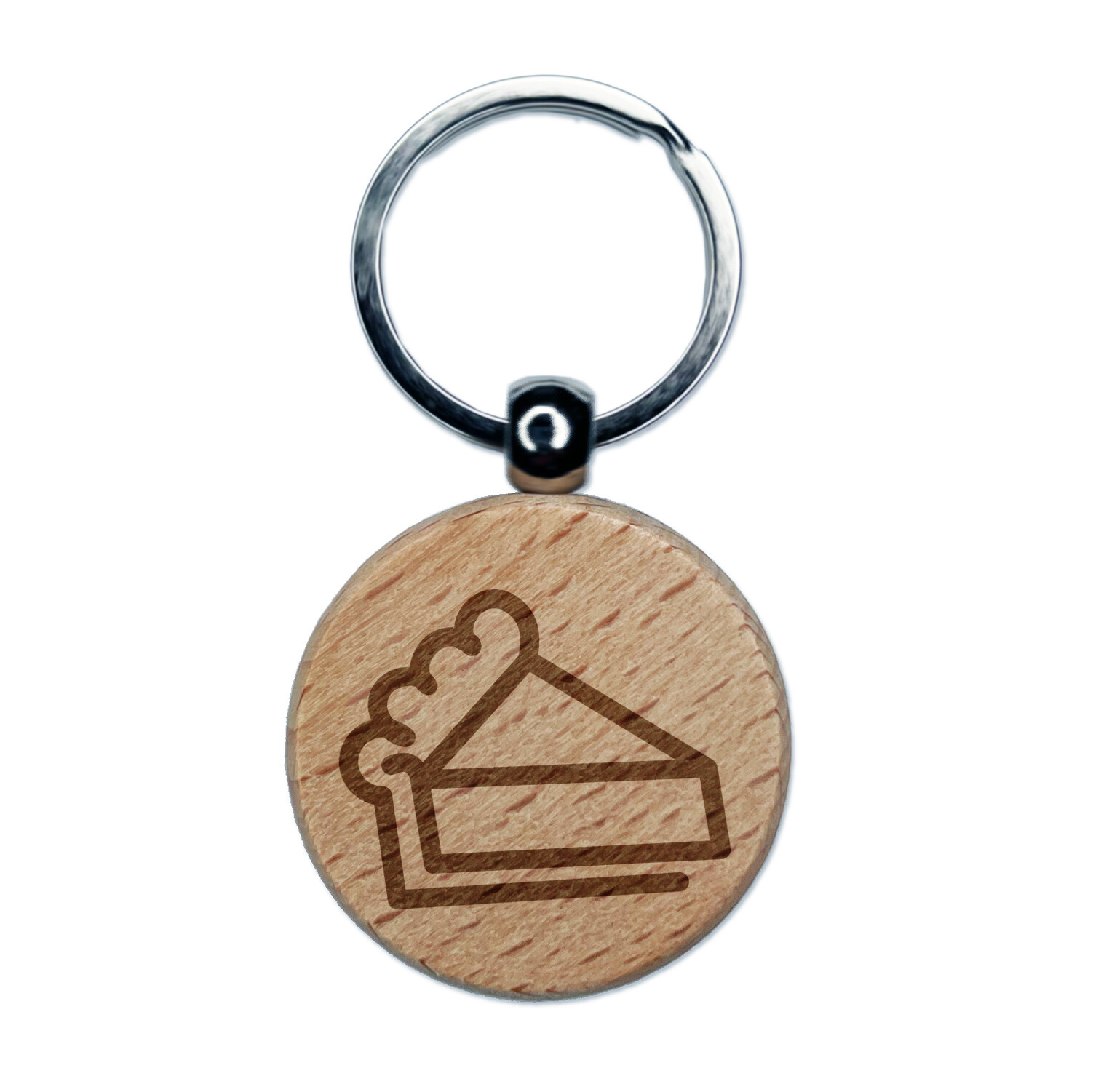 Piece of Pie Engraved Wood Round Keychain Tag Charm