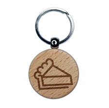 Piece of Pie Engraved Wood Round Keychain Tag Charm
