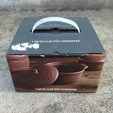 Home Essentials 1.06 QT Brown Clay Pot Cookware For Gas Wood Oven Stoves