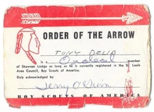 Shawnee Lodge 51 OA Order of the Arrow Membership Card Boy Scouts BSA CG