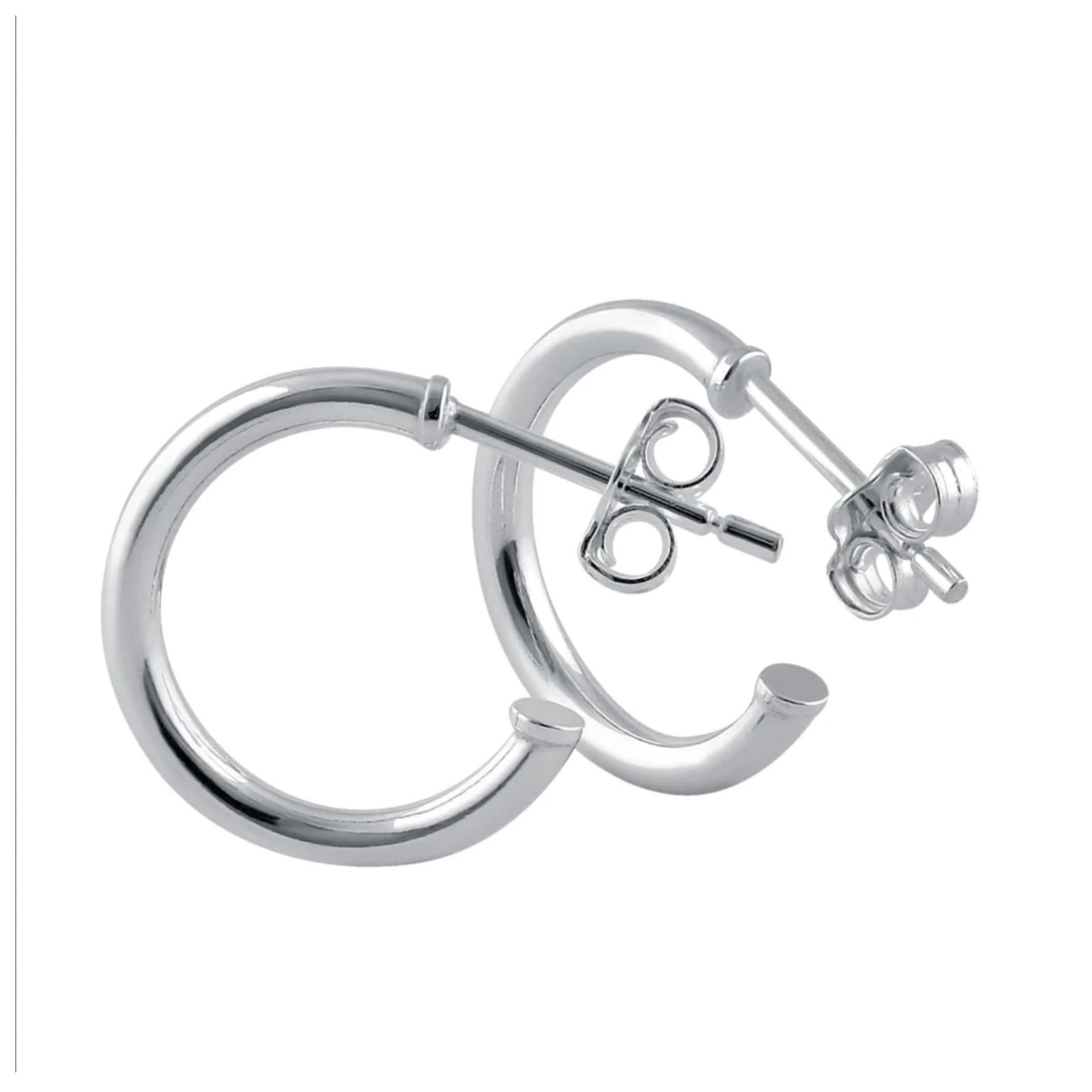 Smooth Hoop Earrings in Solid 925 Sterling Silver-image