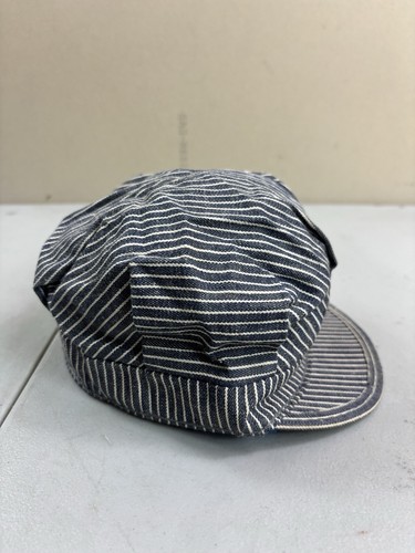 VINTAGE Train Conductor Hat Toddler Cap Blue Pinstriped Texon Visor Union USA - Picture 2 of 7
