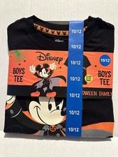 NEW Disney Mickey Mouse Boy's Black Halloween T-shirt SZ10-12 Glow In The Dark
