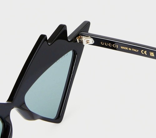 Gucci Grey Cat Eye Ladies Sunglasses Black Bedazzled Diamond GG1371S 003 53 New - Picture 4 of 6