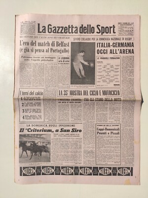 Gazetta Dello Sport 8 Décembre 1957 - Rugby Italie-Allemagne 8-0 - Ledro