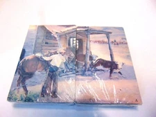 Vintag Continuous Redislip Western Roundup Old Homestead Playing Cards 2 Decks