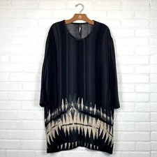 Plenty by Tracy Reese Longline Long Sleeve Boho Tunic Lagenlook Blouse L