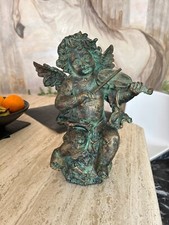 sculpture ange violoniste en fonte de fer putti enfant au violon